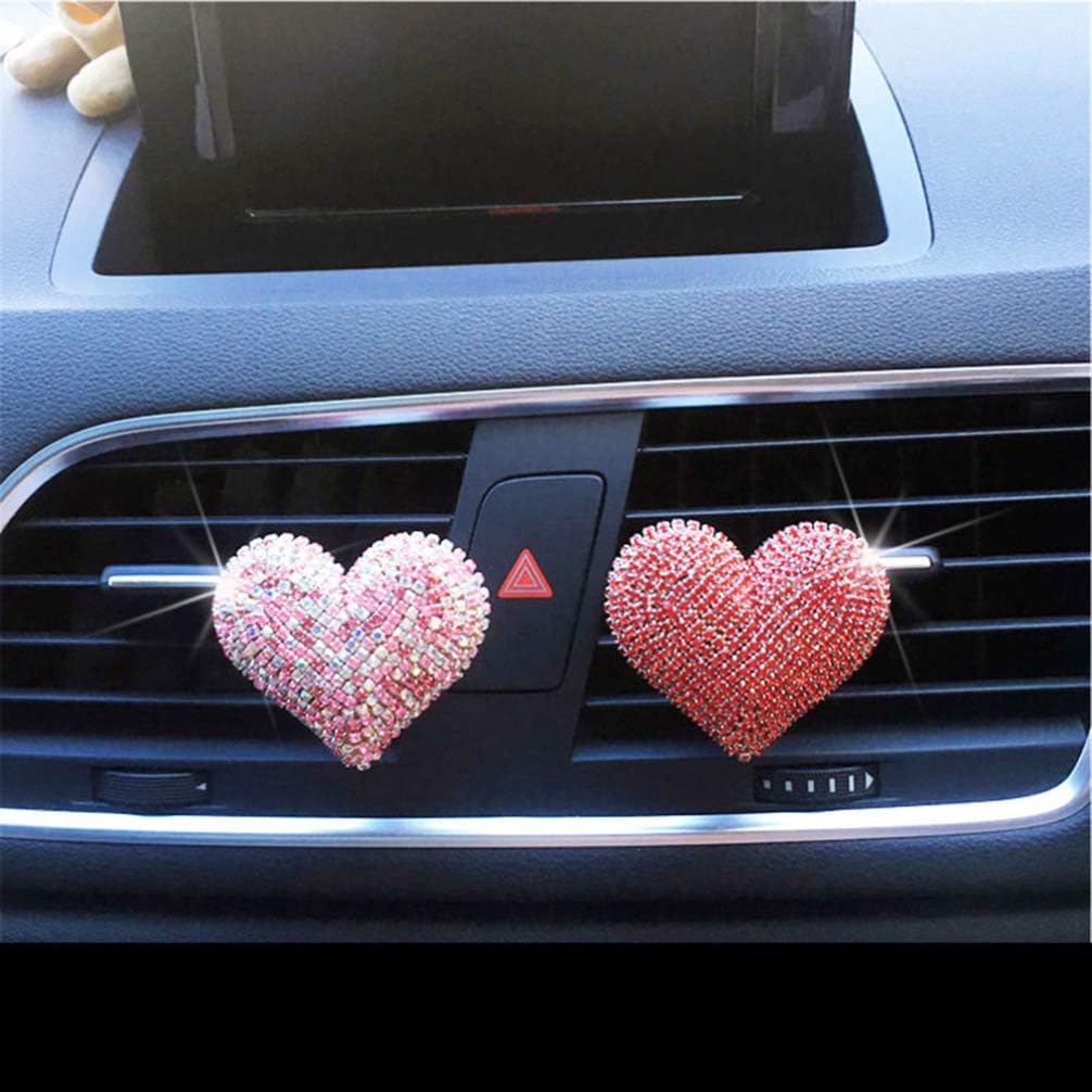 BESPORTBLE Car Diffuser Vent Clip Crystal Heart Car Fragrance Aromatherapy Essential Oil Air Freshener Car Vent Inner Dashboard Decor (Red) - Image 3
