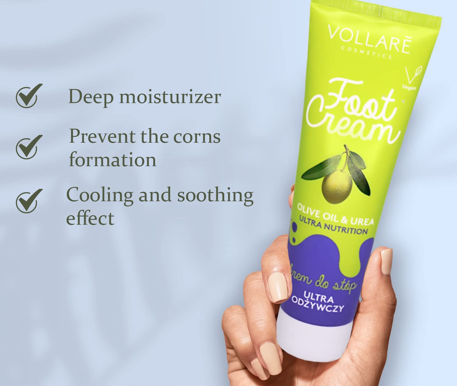 VERONA PRODUCTS PROFESSIONAL Urea Foot Cream for Dry Cracked Feet with Olive Oil - Athletes Foot Treatment Cooling Effect - Nourishing Foot Repair Cream