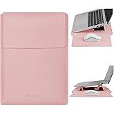 HoYiXi 13.3'' /13.6'' Laptop Sleeve Case PU Leather with Stand Compatible with MacBook Pro 14/MacBook Air 13(M1 M2)/ASUS Vivobook 14/Dell XPS 13/ASUS Matebook,13-14'' Laptop Bag,Pink