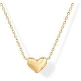 PAVOI Dainty Heart Pendant Necklace for Women, 14K Gold Plated, Yellow Gold