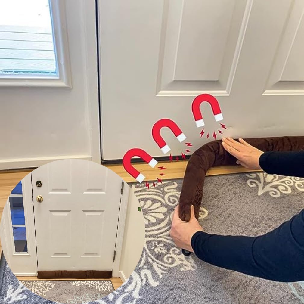 Draft Stoppers - Evelots Door Draft Stopper 2 Pack 36 Inch Under Door Draft Noise Blocker Magnetic No Repositioning Stop Cold Air