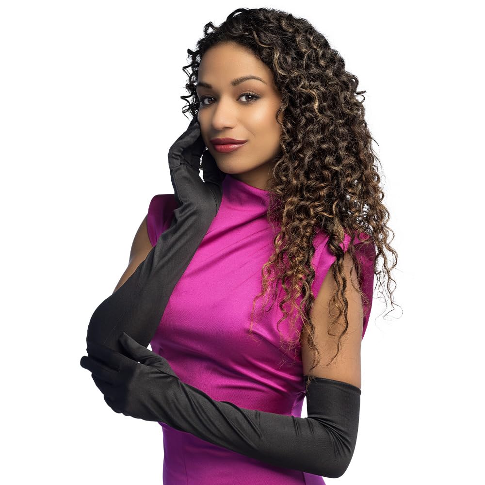 Women Black Los Angeles Opera Gloves Hollywood Fancy Dress Adult Ladies Costume Accessory