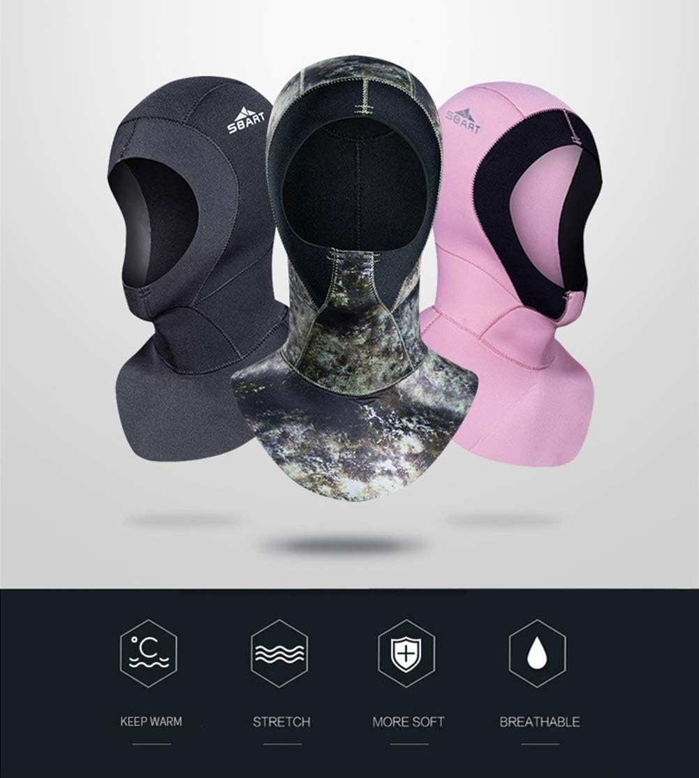 DiNeop Neoprene Scuba Diving Hood 3MM Wetsuit Diving Cap for Men Women, Bib Dive Hood Warm Durable Stretchable for Snorkeling Surfing Kayaking Swimming Sailing Canoeing Water Sports : Sports & Outdoors
