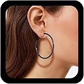 Shiruier Black Hoop Drop Dangle Earrings for Women Vintage Circle Hoop Earrings Lightweight Geometric Round Loop Earrings Punk Statement Black Hoop Earrings Jewelry Gift