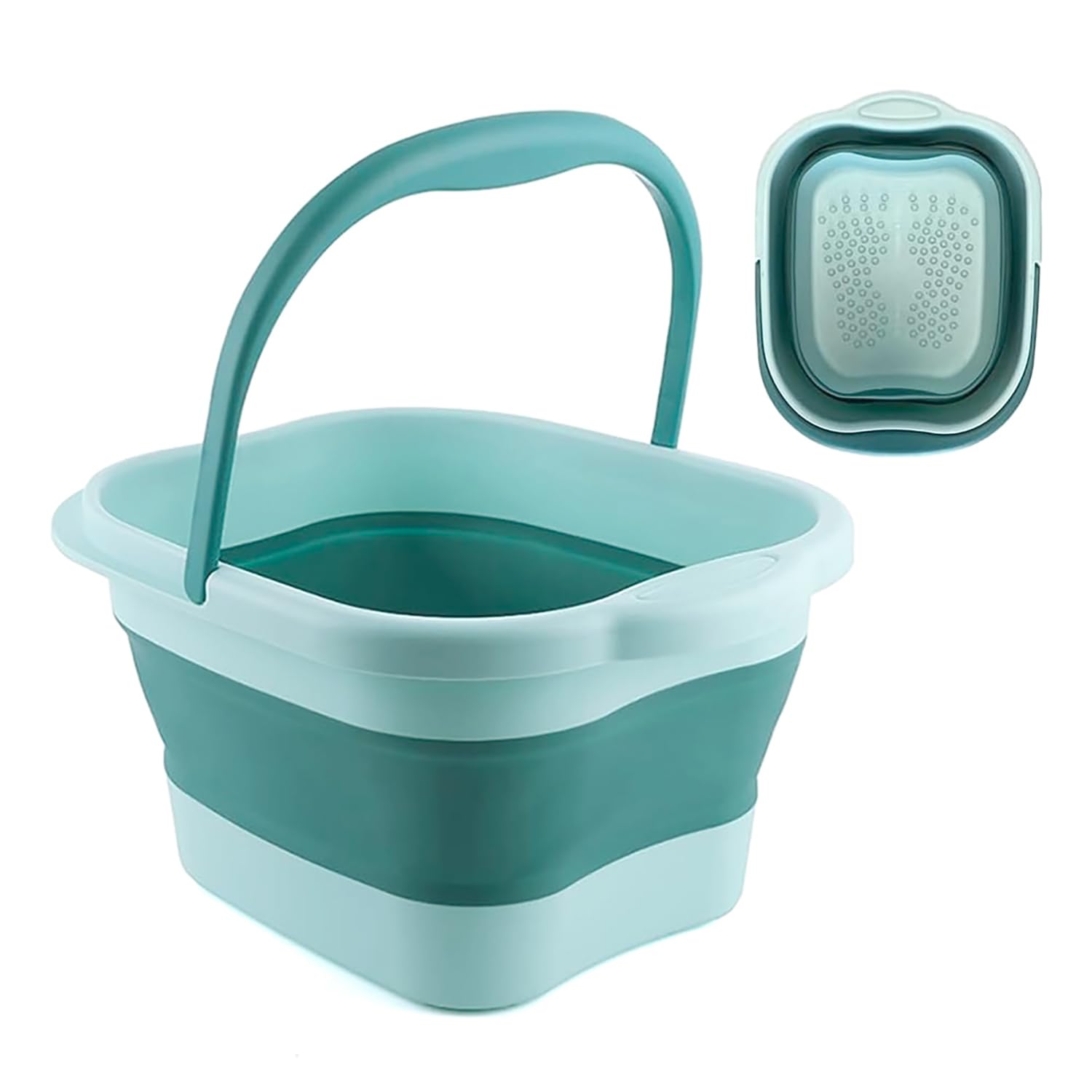 Collapsible Foot Bath Foot Soaking Tub with Handle, Foot Spa Bath Massager Foot Bath Basin for Soaking Feet, Pedicure Foot Soak Plastic Foot Bucket with Massage Acupoint (Blue)
