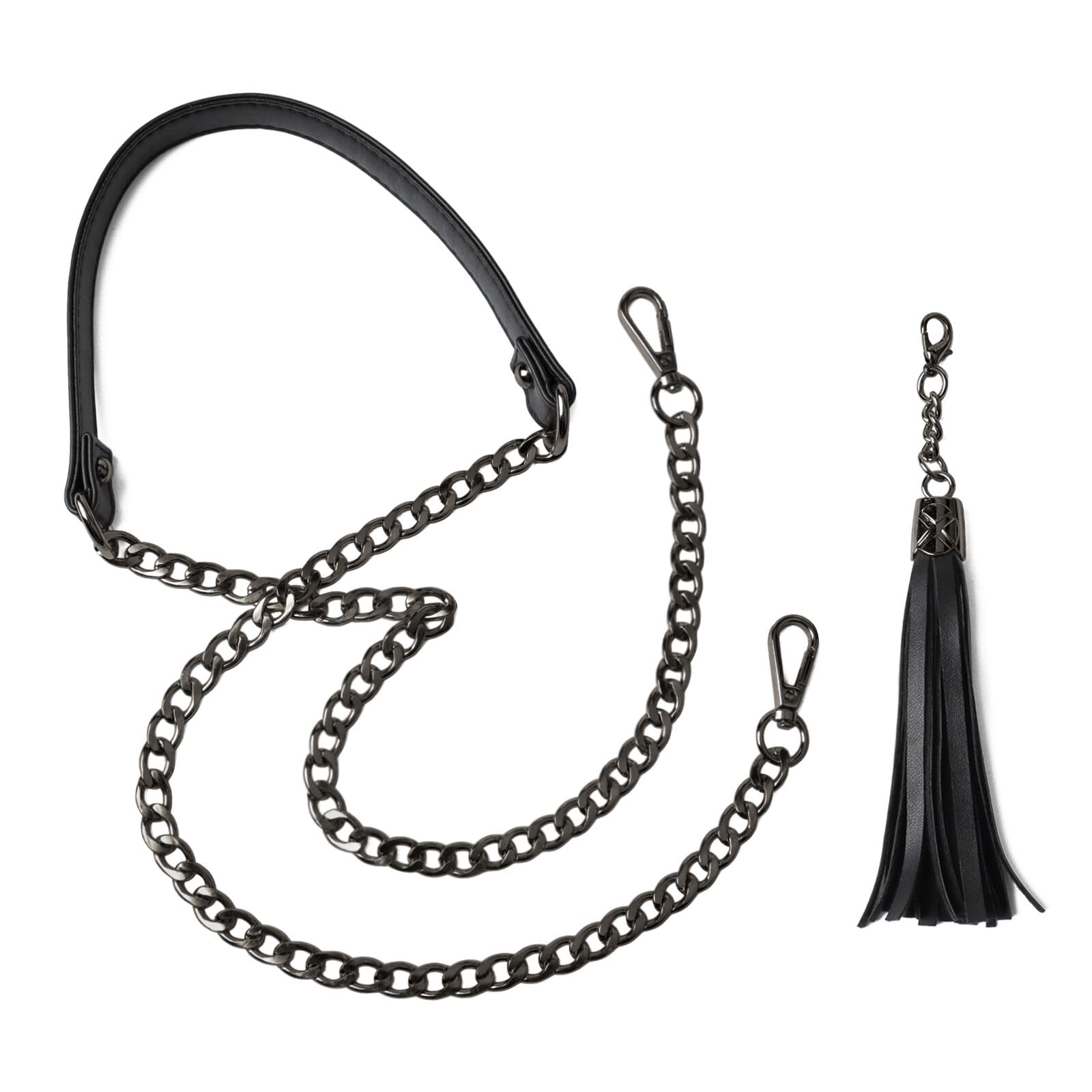 Beaulegan Leather Chain Strap Replacement for Women Handbag Purse Crossbody or Shoulder Bag, 130 cm Long (Black Gunmetal) — image 1