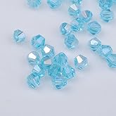 XinBoWen DIY 4mm 1000Pcs Bulk Faceted Bicone Crystal Glass Beads with Container Box Beads for Making Jewelry (Sky Blue)