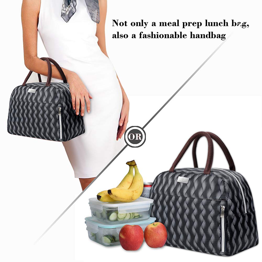 Lunch Bag Insulated Lunch Box Tote Bag Lunch Organizer Lunch Holder For Women/Men/Beach/Party/Boating/Office/Fishing/Picnic(Black)