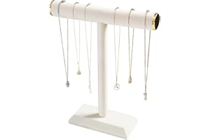 AUSALIVAN Necklace Holder Stand,Necklace Display For Selling,Jewelry Tree Rack Organizer For Girls,Necklace And Bracelet Hanger For Women,Hanging Necklace Storage (Necklace Stand Beige Velvet（Golden Metal Lid）)