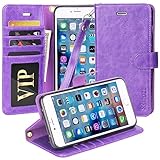 iPhone 7 Case, iphone 8 case, K-Moze iPhone 7 Wallet Case [4 Card Slots ] [Wrist Strap] [Stand Feature] PU Leather Flip Wallet Case Cover for iPhone 7 (4.7) / iphone 8 - Purple