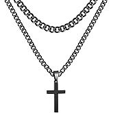 Zocomi Layered Stainless Steel Cross Necklace for Men Boys, Cuban Link Chain Cross Pendant, Religious Jewelry Gifts