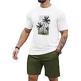 LecGee Men's Hawaiian Short Sleeve Tracksuit Summer T Shirt & Shorts set Aloha Tropical Two Piece Casual Daily Beach