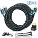 Maximm High-Speed HDMI 2.0 4K Nylon Braided Cable, 12 Feet, 2-Pack (Includes Cable Clips, Ties and Right Angle Adapter) primary