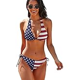 Bikini Sets for Women Two Piece Bathing Suits Sexy Halter Padded Bikini Swimsuits Side Tie Thong Bottom