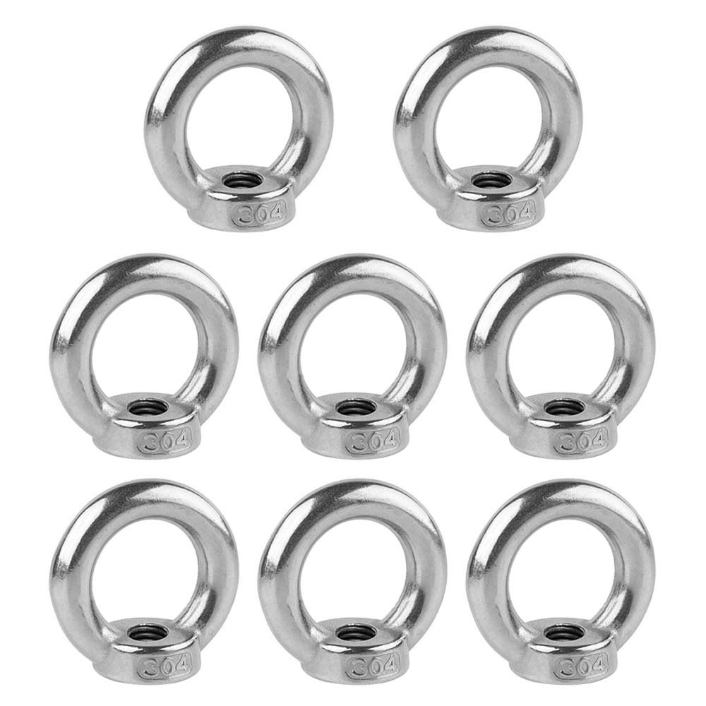 ZDNT 8 Pcs M8 Lifting Eye Nut Eye Nut 304 Stainless Steel Round Ring Hardware Ring Shape Female Nuts Fastener for Accessories bolt Screw
