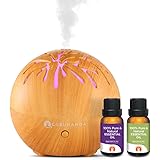 Essential Oils Starter Kit - Mini Tree Ultrasonic Diffuser, Aromatherapy Best Oil Diffuser, Essential Oils Diffuser Kits, Color Changing, Humidifier, Essential Oils Set, Auto Shutoff, GuruNanda
