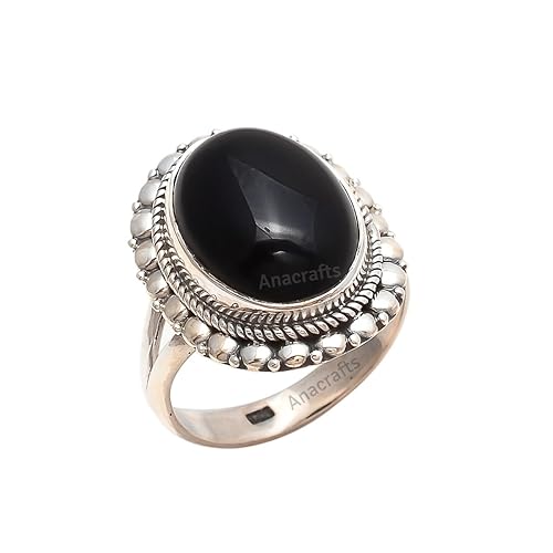 Black Onyx Ring 925 Sterling Silver Black Stone Ring Statement Gemstone Ring For Girl Women Size H I J K L M N O P Q R S T U V W X Y Z Amazon Co Uk Handmade