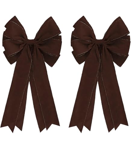 Noeuds Velours Marron Pour Sapin - Lot De 12, 15x15cm | Déco Noël Vintage, Cadeaux, Créatif