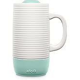 Ello Jane 18oz Ceramic Travel Mug with Handle, Splash-Resistant Slider Lid and Built-in Coaster, Perfect for Coffee and Tea, 