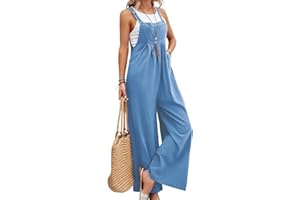 Wide Leg Overalls Women,Vintage | Summer Sleeveless Jumpsuit Straight Leg Bib Overalls | for Vacation Going Out