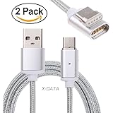 [2 Packs] USB Type-C Magnetic cable.X Data. Magnetic Data-charge Phone Cable, Nylon Braided Metal 3.3 FT Charging Data Sync Cord USB-C Connector Adapter for Charging and Data