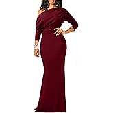 YMDUCH Women's Sexy Elegant Long Sleeve Off Shoulder Bodycon Long Evening Formal Dress