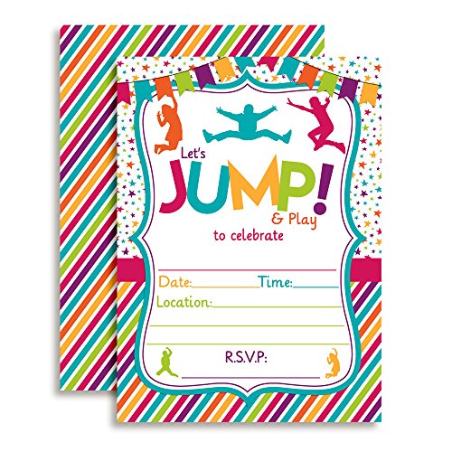 Jump Bounce and Play Jumping Birthday Party Invitations for Girls, 20 5