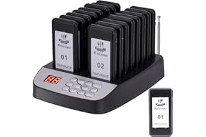 YYCALLING 16 PCS Restaurant Pager,Pagers for Restaurants 16 Guest Pagers,Buzzers Social Distancing, 98 Chanels with Vibration, Flashing and Buzzer for Truck