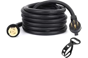 S7 50 Amp Generator Extension Cord,13FT 14-50P to SS2-50R Heavy Duty Power Cable for RV, Transfer Switch, Home Backup, Weatherproof with Grip Handle