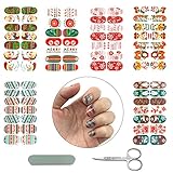SHAN RUI 6 Sheets Christmas Nail Art Stickers Nail Decals with 1 pair of Scissors, 1 Nail File