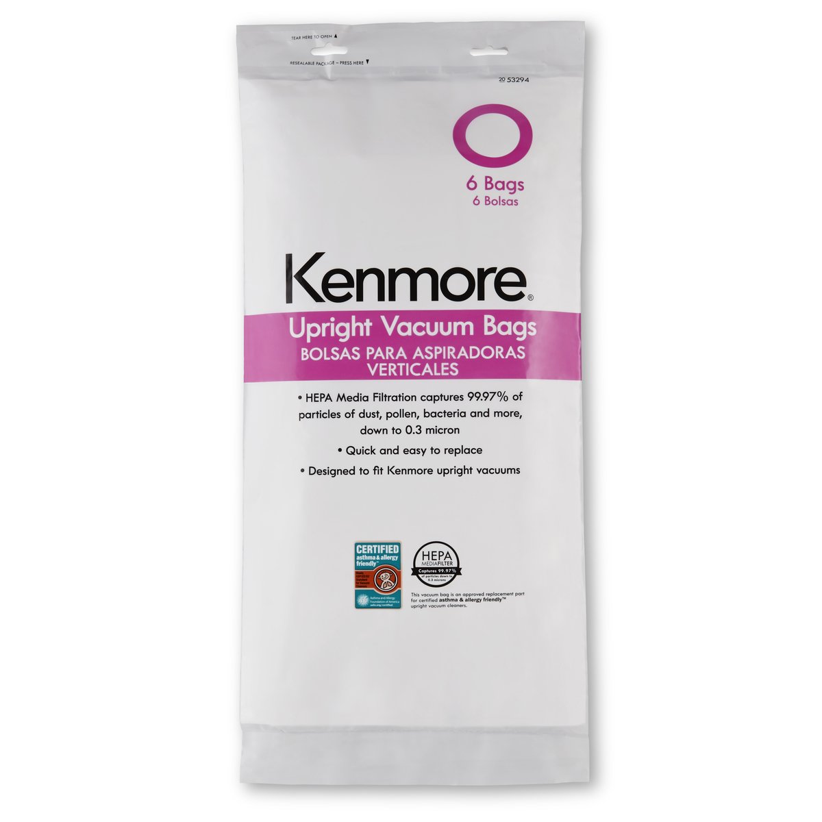Kenmore 53294 Style O HEPA Cloth Vacuum Bags for Type O, White eBay