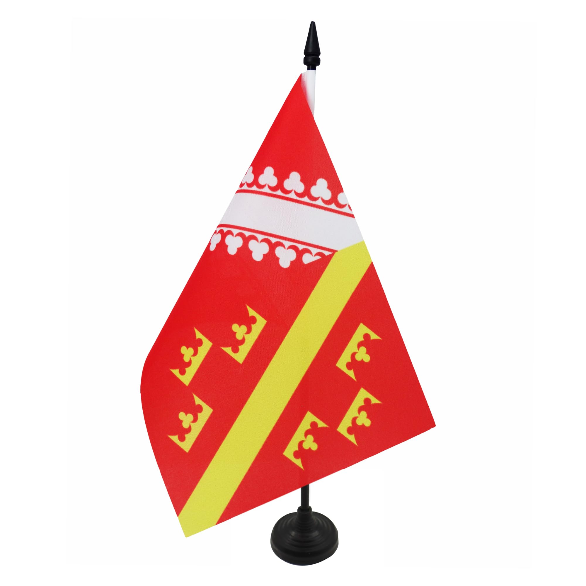 AZ FLAG Alsace Old Table Flag 5'' x 8'' - French region of Alsace Office Decoration 100% Polyester 21 x 14 cm - Mini Desk Flag with Pole and Black Plastic Base