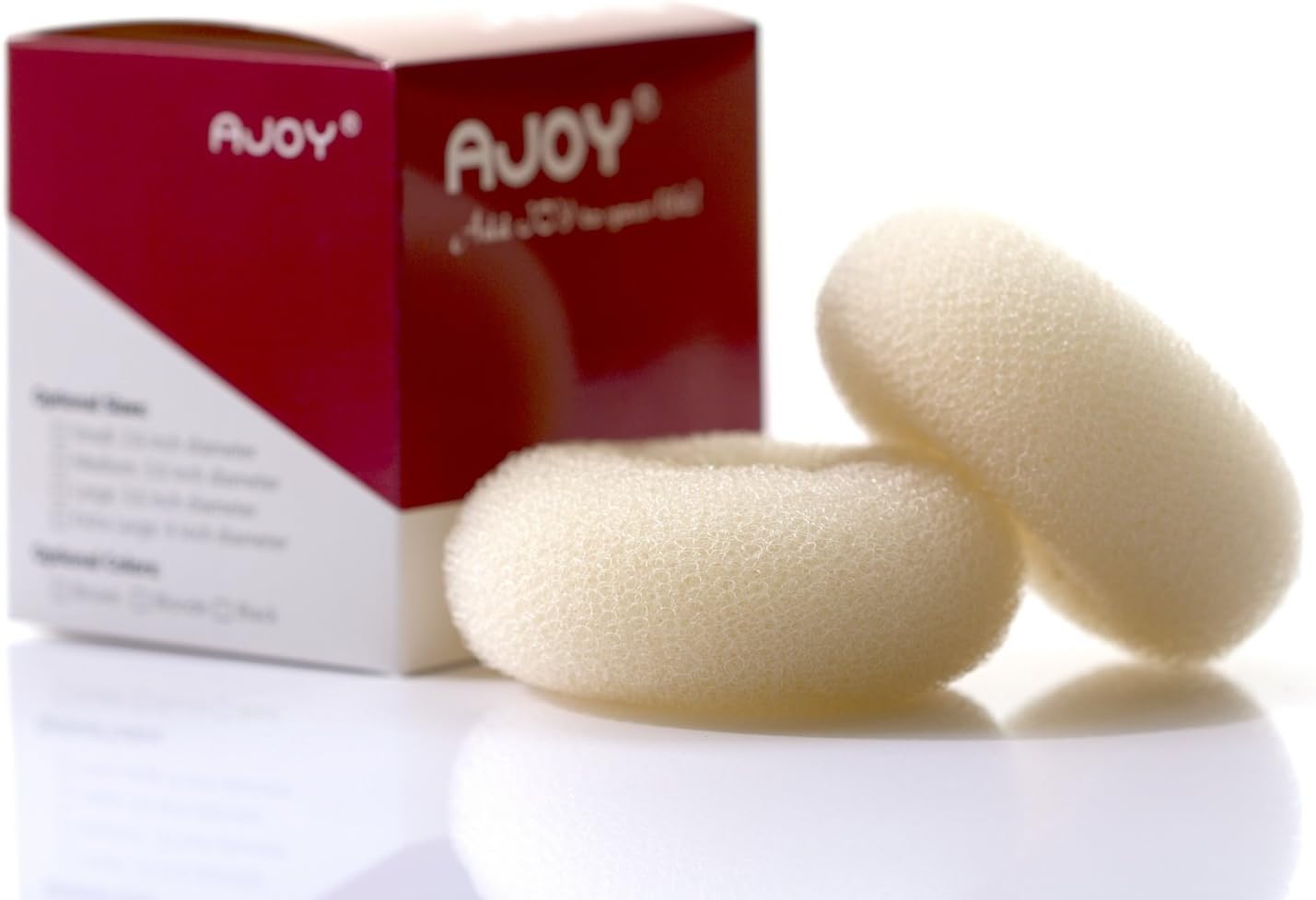 AJOY 2 Pcs Large Bun Maker Donut, Sock Bun Form for Long Hair, 3.3-3.6 Inch Blonde/Brown