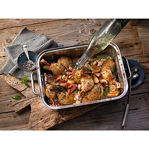 WMF Vitalis Compact steam Cooker/Roaster, with Glass lid, Cooking Thermometer, Cooking Plate, Cromargan Stainless Steel, Suitable for Induction