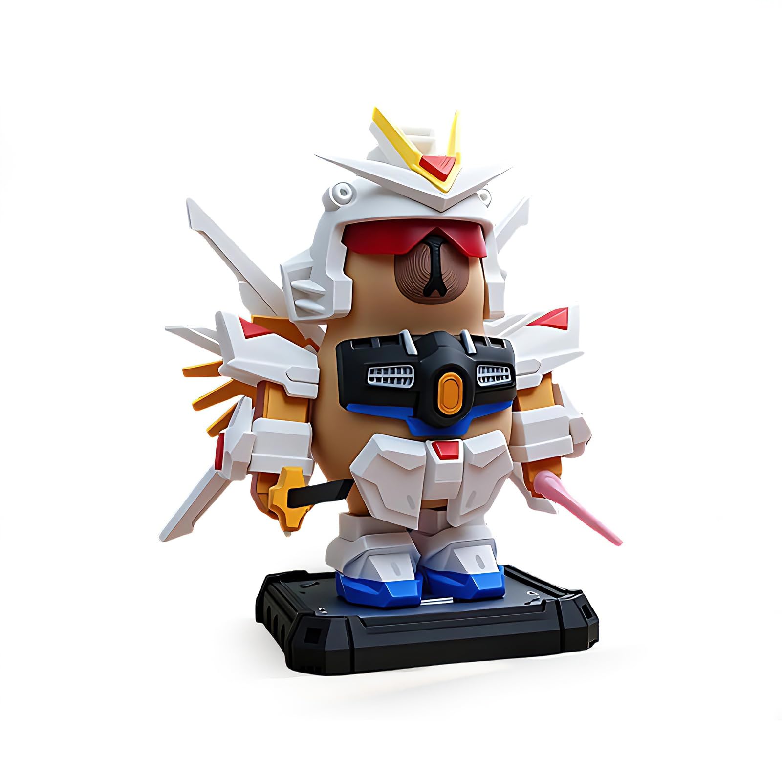 zhongko Magnetic Capybara Figurine, 3D Printed Detachable Capybara, Mechanical Armour Desktop Toy, Capybara Statue Decorations with Magnetic Equipments for Kids & Adults (White)