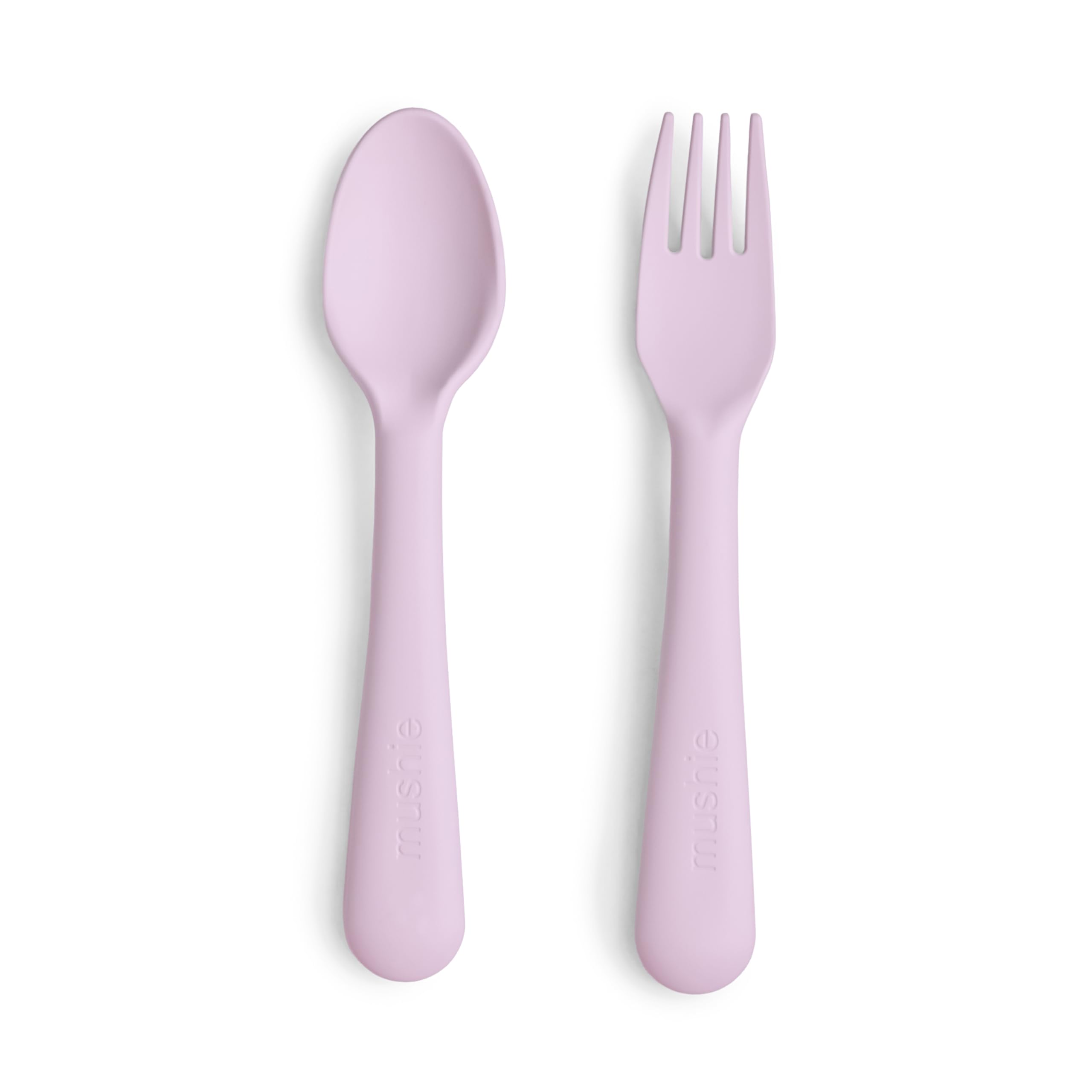 Mushie Fork and Spoon Set for Kids | Flatware Cutlery | 1x Set of Dinnerware Pieces | Reuseable | Dishwasher- and Microwave Safe | Easy for Baby or Child to Hold | Made in Denmark (Soft Lilac)