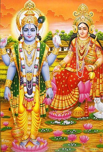 Lord Vishnu with Goddess Lakshmi/Hindu 