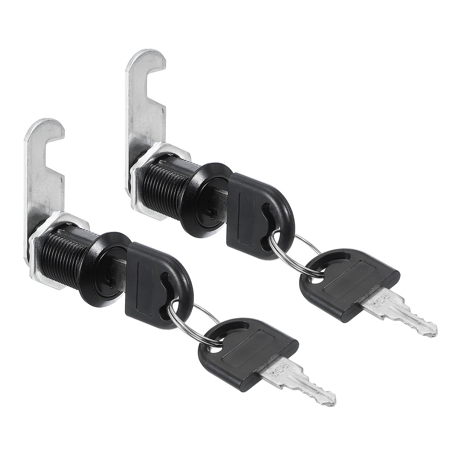 PATIKIL Cabinet Drawer Lock with Keys 2 Pcs 1" (25mm) Keyed Different Zinc Alloy Security Lock Cylinder Cam for Door Cupboard Household Mailbox Office Black