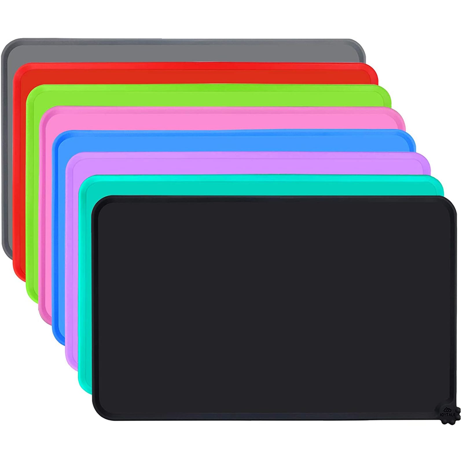 Joytale Silicone Dog Food Mat, Waterproof Cat Bowl Mat with Non-Slip Base and Raised Edge, 47 x 30 cm,Black