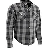 Milwaukee Leather MPM1630 Men's Plaid Flannel Biker Shirt w/CE Armor - Reinforced w/Aramid Fibers