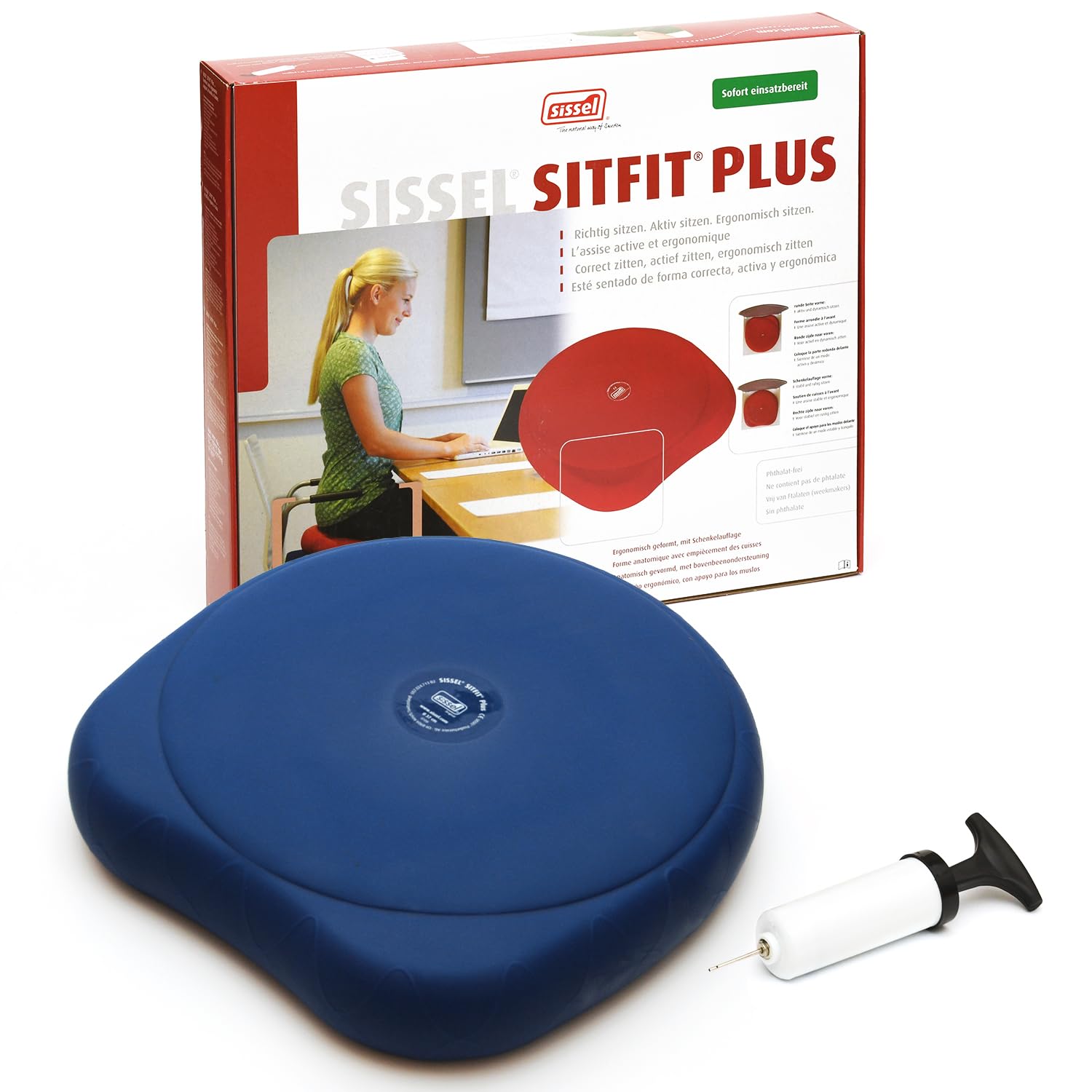 SISSEL® SITFIT® Plus Active Sitting Cushion – Air-Filled Ergonomic Seat Pad for Posture Support, Core Activation & Back Relief – Dynamic Sitting Wedge, 37 cm (Pump included)