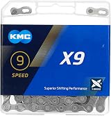 KMC Unisex X9 Chain Grey 114 Links 1/2 x 11/128 Compatible with Shimano Sram