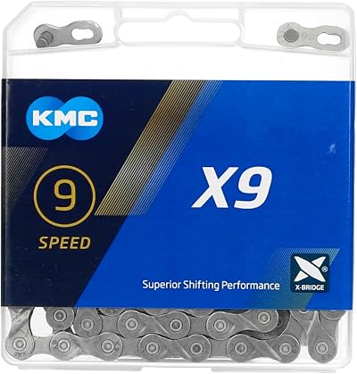 KMC Unisex X9 Chain Grey 114 Links 1/2 x 11/128 Compatible with Shimano Sram