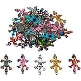 hobbyhub 40Pcs Mixed Color Gecko Charms Connectors,Gecko Pendants for DIY Jewelry Necklace Bracelet Pendant Accessories