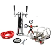 BACOENG Double Faucet Tower Beer Kegerator Conversion Kit with Dual Gauge Regulator, No Tank Stainless Steel Keg Tower