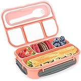 Bugucat Bento Box 1300ML, Kids Lunch Box with 4 Compartments and Cutlery, Reusable Bento Lunch Box for Adults, Food Storage C