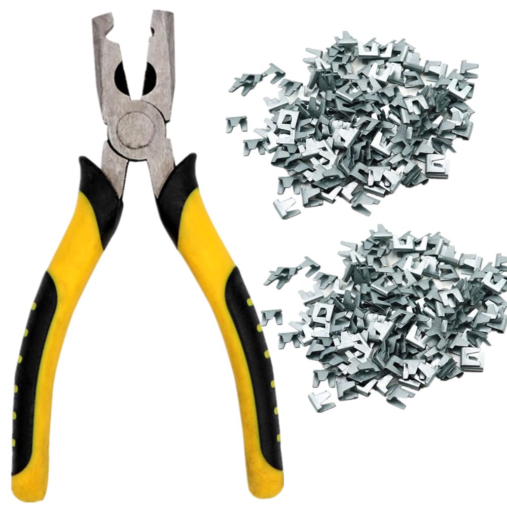 MUALROUS Wire Cage Buckle Clips Pliers Sets 600pcs Wire Cage Clips Bird Cage Building Kit Cage Welding Repair Hand Tools for Pet Cat Dog Rabbit Cage and Cattle Sheep Fence Wire Mesh