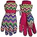 N'Ice Caps Girls Thinsulate and Waterproof Zig Zag Print Winter Ski Glove