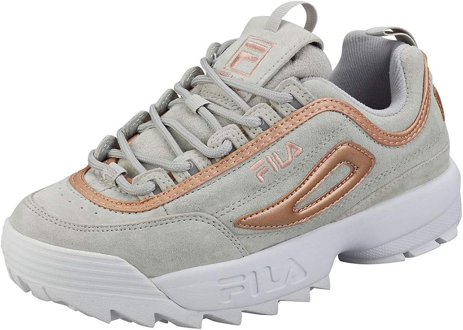 Amazon.com | Fila Disruptor 2 Premium Womens Fashion Trainers in Grey Gold - 9.5 US | Fashion 