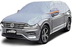 ALTOCOVER Half Car Cover SUV, Top Cover for Windshield & Sunroof Protection with Cotton Liner, Hail Protector Car Cover Waterproof All Weather for Snow, Sun,Rain,Dust,Size L
